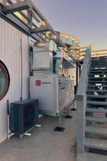 Instalacja HVAC przy zachodzącym słońcu