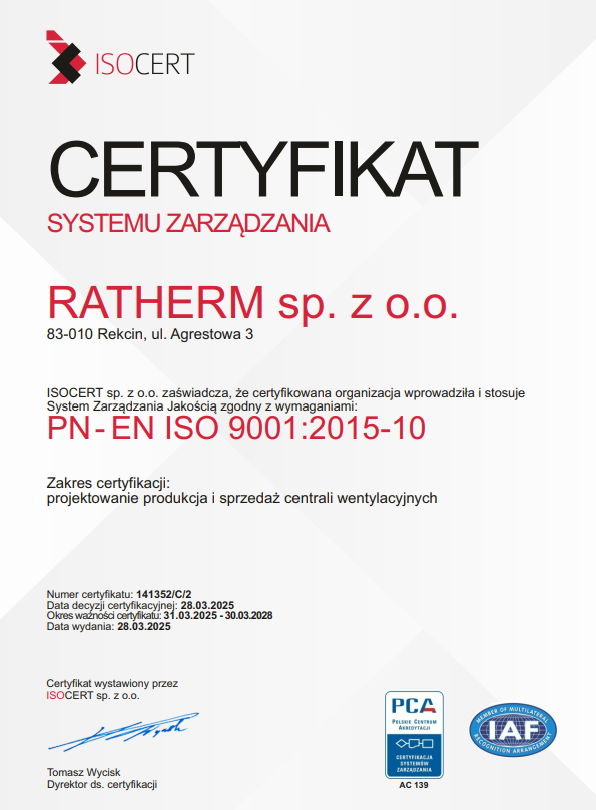 certyfikat ISO ratherm 